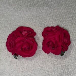 Pink Rose Hair Clips